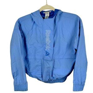 Reebok Youth Size M Blue Hooded Pullover Windbreaker Jacket  Nylon Polyester
